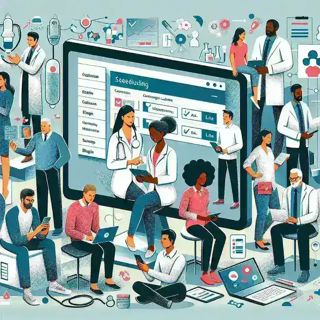 "Plataforma digital para agendamento de exames laboratoriais online, mostrando a interface amigável e funcionalidades para facilitar o processo de usuários e startups em saúde."